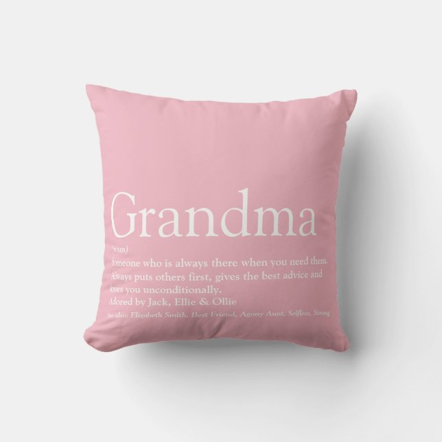 Bästa mormor någonsin, mormor definition rosa kudde (Framsida)