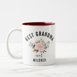 Bästa mormor någonsin Personlig för Blommigt av va Två-Tonad Mugg