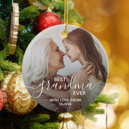 Bästa mormor någonsin-Personlig-foto Julgransprydnad Keramik