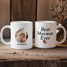 Bästa mormor någonsin - Personlig Photo Yule Heart Jumbo Mugg