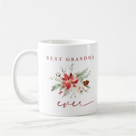Bästa Mormor Någonsin Poinsettia Blommig Jul Kaffemugg