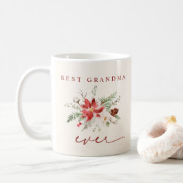 Bästa Mormor Någonsin Poinsettia Grönska Jul Kaffemugg