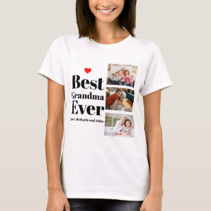 Bästa mormor någonsin Red Heart 3 Photos Collage T Shirt