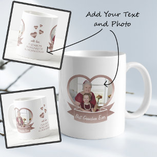 Bästa mormor någonsin Ro Guld Heart Photo och Namn Kaffemugg