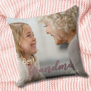 Bästa mormor någonsin Rosa Heart Dekorativ kudde