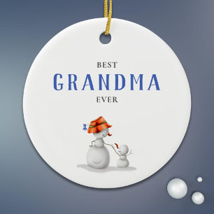 Bästa mormor någonsin Snögubbe Julgransprydnad Keramik