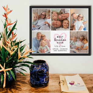 Bästa mormor någonsin Söt foto collage med barnbar Poster