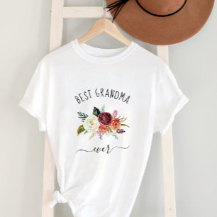 Bästa mormor någonsin Trendig Burgundy Boho Blom T Shirt