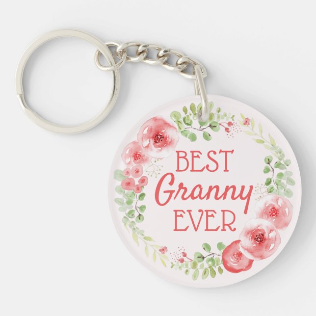 Bästa Mormor Någonsin Vattenfärg Blommig Krans (Framsidan)