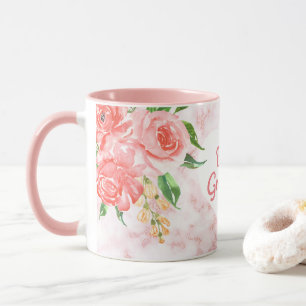 Bästa mormor någonsin Watercolor Blommigt Rosa Mar Mugg