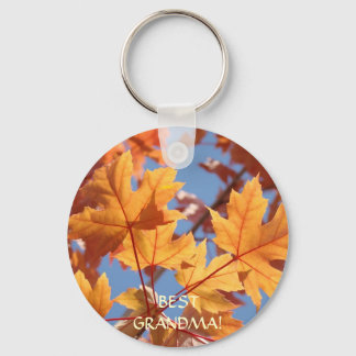 BÄSTA MORMOR Nyckelring Present Höstlöv Fallande L