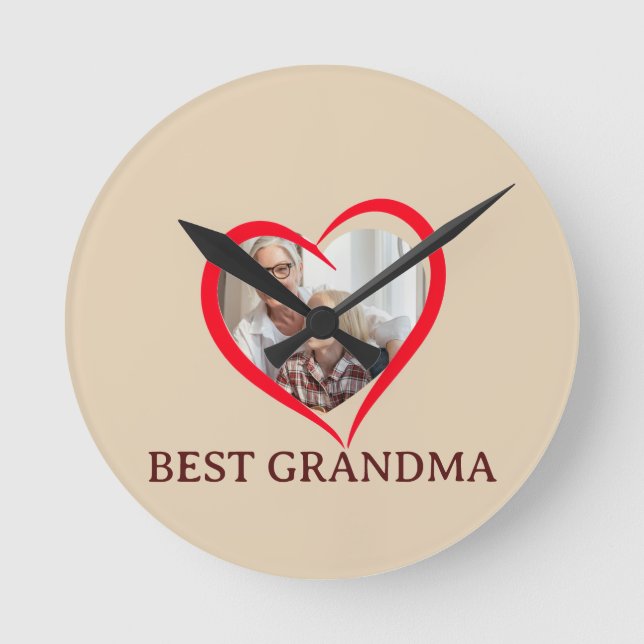 Bästa mormor Personlig väggklocka present (Framsida)