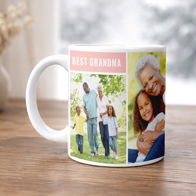 Bästa Mormor Rosa Fotokollage Kaffemugg (Skapare uppladdad)