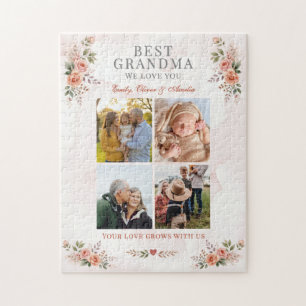 Bästa Mormor Vi Älskar Dig Foto Collage Blommor Pussel