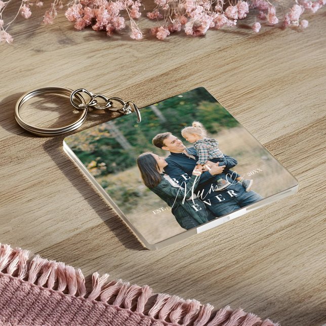 Bästa Morsa någonsin skript Mors dag Photo Keepsak (Best Mum Ever Script Mother's Day Photo Keepsake Keychain)
