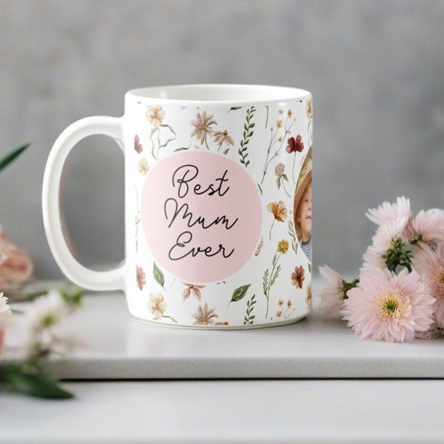Bästa Morsa någonsin Wildblomfoto Mors dag Mugg (Best Mum Ever Wildflower Photo Mother's Day Mug)