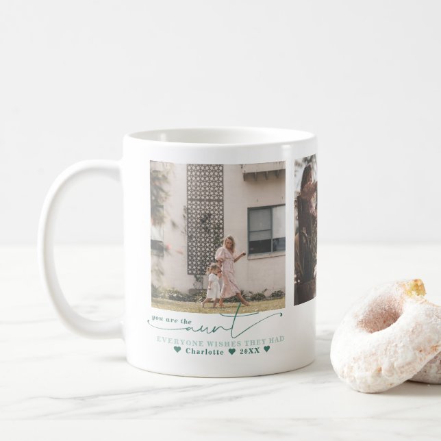 Bästa Moster | Handskriven tre fotokollage Kaffemugg (Med munk)