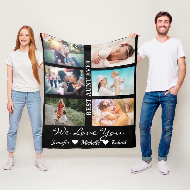 Bästa Moster någonsin Anpassningsbar 6 Fotokollage Fleecefilt (På plats)