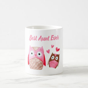 Bästa Moster någonsin Cute Ugglor-Personlig-Rosa Kaffemugg