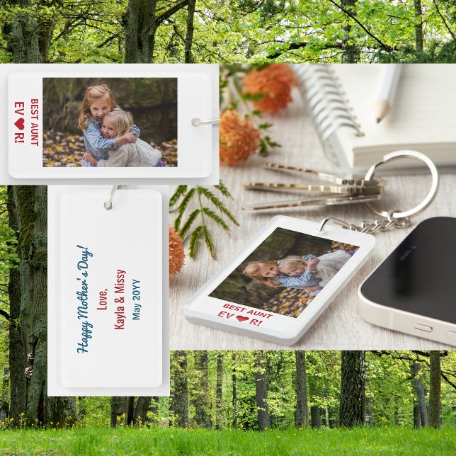 Bästa Moster någonsin Heart Mors dag Photo Keepsak (Best Aunt Ever. Heart. Personalized photo keychain. Elegant, modern Mother's Day bday gift for BAE)