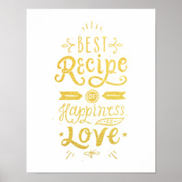 Bästa mottagning av Happiness White och Faux Gold Poster