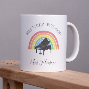 Bästa musiklärare regnbåge anpassad tack-gåva kaffemugg