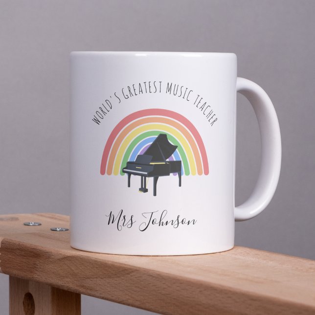 Bästa musiklärare regnbåge anpassad tack-gåva kaffemugg (Skapare uppladdad)
