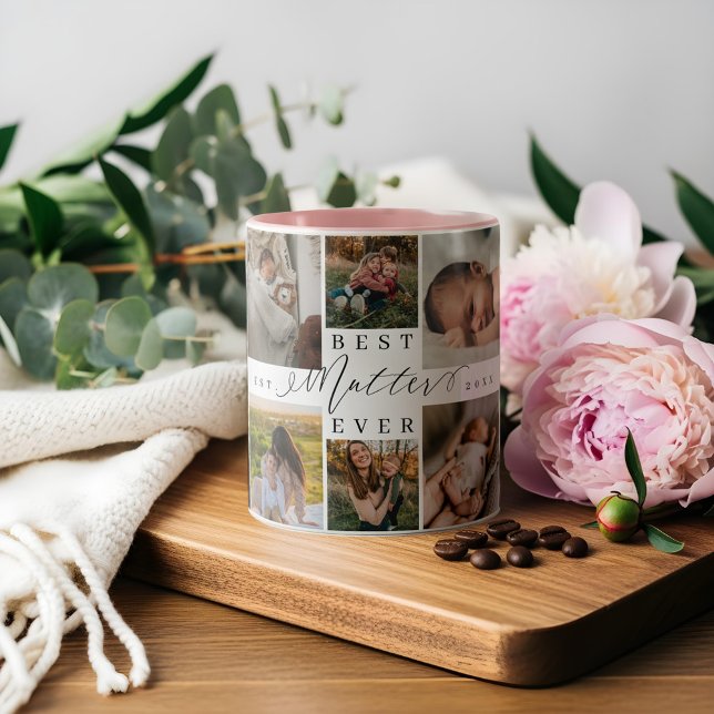 Bästa mutter någonsin Mors dag ger fotopassage Två-Tonad Mugg (Best Mutter Ever Mother's Day Gift Photo Collage Two-Tone Coffee Mug)