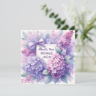 Bästa någonsin Bonus Mamma Lilac Rosa Botaniska bl Julkort