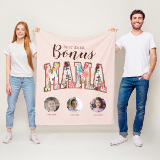 Bästa någonsin Bonus Mamma Tre foto Mors dag Fleecefilt