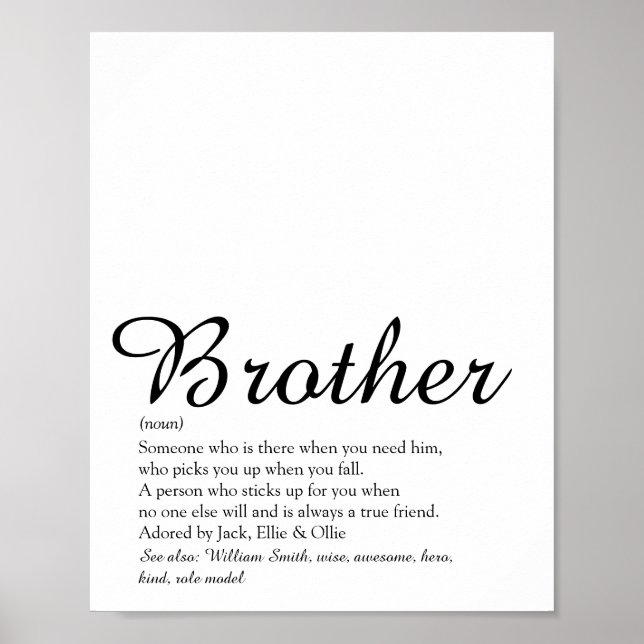 Bästa någonsin Brother Definition Black and White- Poster (Framsidan)