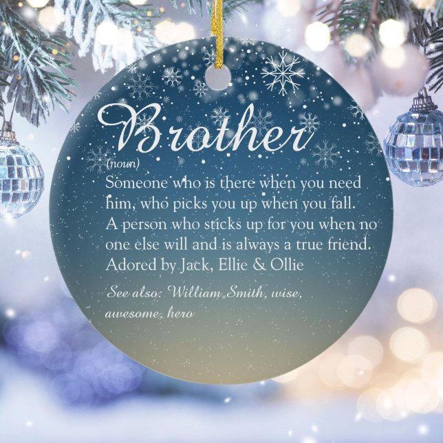 Bästa någonsin Brother Definition Photo- jul Julgransprydnad Keramik (Best Ever Brother Definition Photo Christmas Ceramic Ornament)
