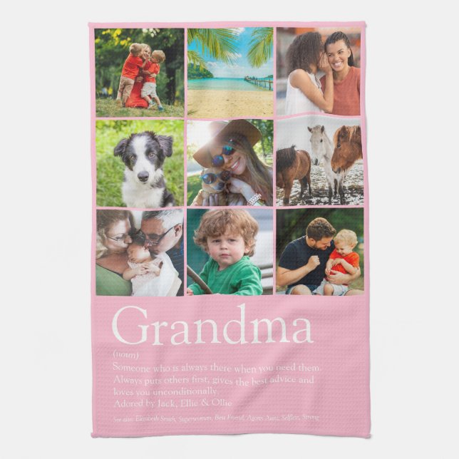 Bästa någonsin-Grandma Definition 9 Photo Collage  Kökshandduk (Vertikal)