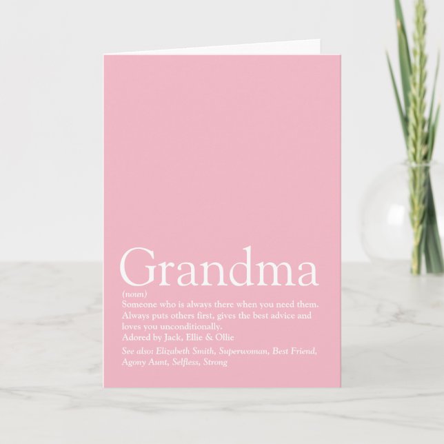 Bästa någonsin Grandma Grandmor Definition Rosa Kort (Framsida)
