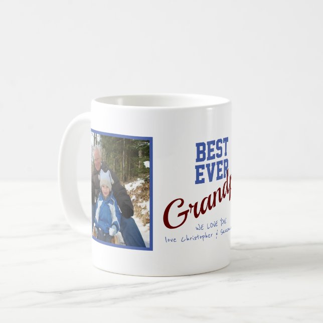 Bästa någonsin Grandpa Anpassningsbar 2-foto Kaffemugg (Framsida vänster)