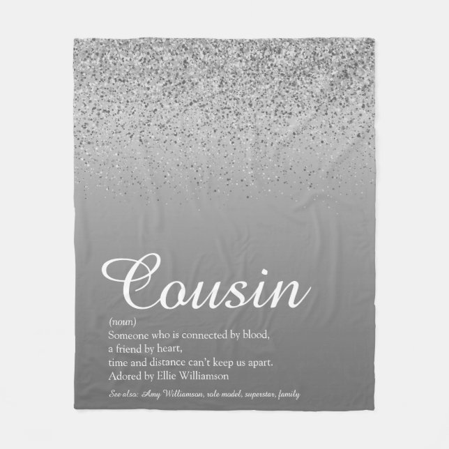 Bästa någonsin kusin definition silverglitter fleecefilt (Framsidan)