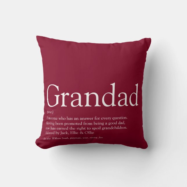 Bästa någonsin morfar, Grandfather Definition Burg Kudde (Framsida)