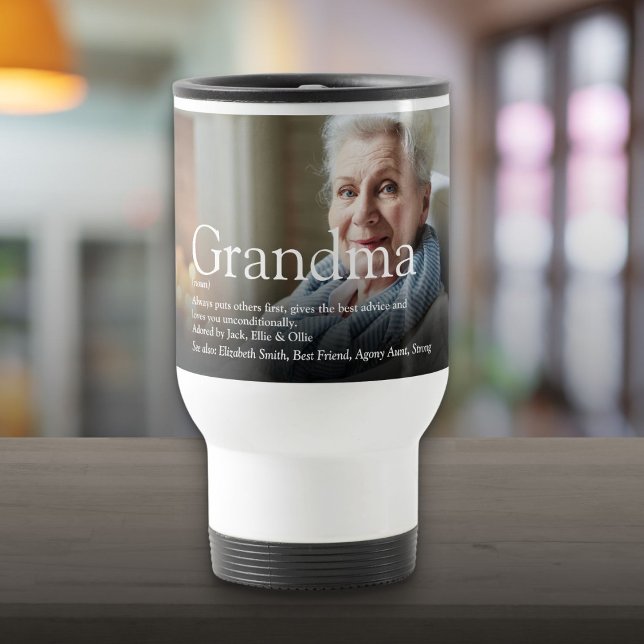 Bästa någonsin-mormor, mormor-definitionsfoto resemugg (Best Ever Grandma, Grandmother Definition Photo Travel Mug)