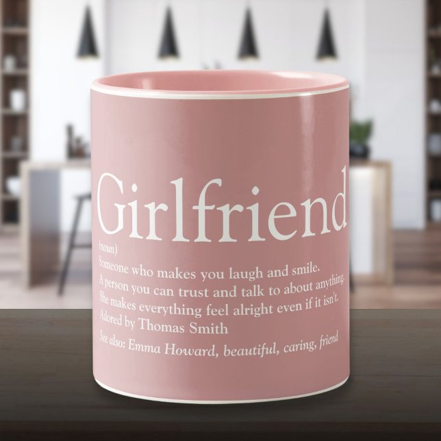 Bästa någonsin-Rosa för definition av flickvän Två-Tonad Mugg (Best Ever Girlfriend Definition Girly Pink Two-Tone Coffee Mug)