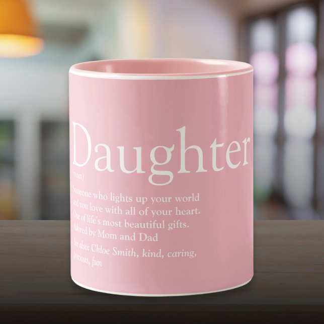 Bästa någonsin-Rosa för dotterdefinition Två-Tonad Mugg (Best Ever Daughter Definition Pink Two-Tone Coffee Mug)