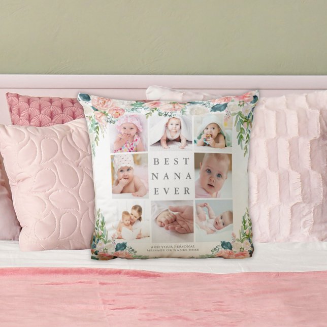 BÄSTA NANA EVER 8 Anpassningsbar FÖR FOTOCollage R Kudde (Skapare uppladdad)