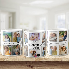 Bästa Nana någonsin-fotokollage Heart-skript Kaffemugg