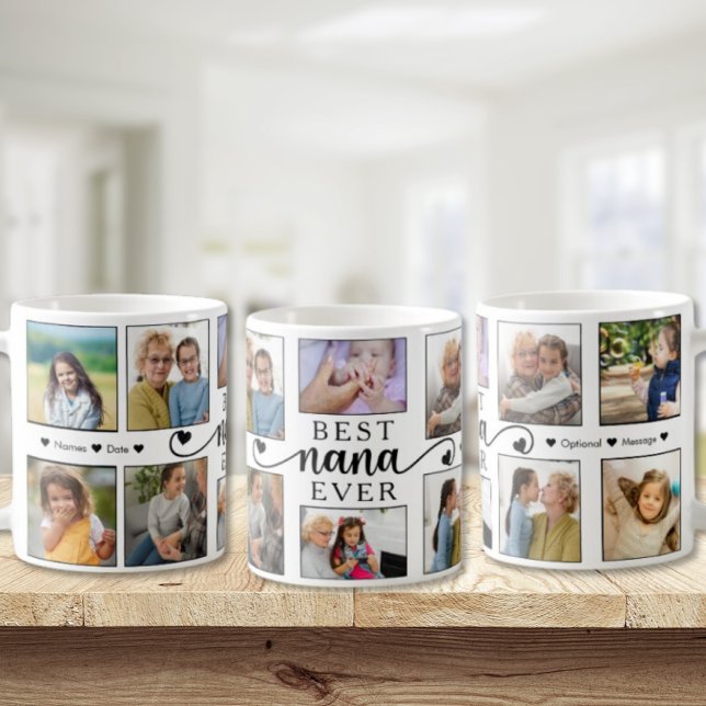 Bästa Nana någonsin-fotokollage Heart-skript Kaffemugg (Skapare uppladdad)