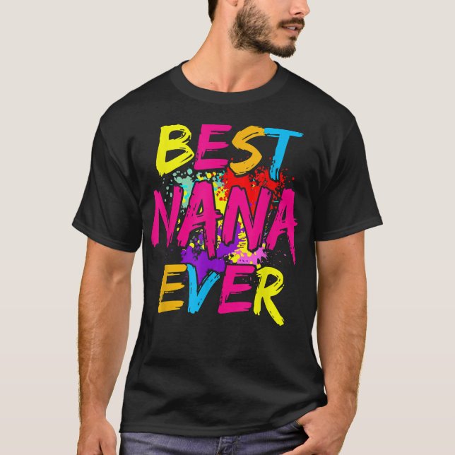 Bästa Nana någonsin Matchande familj Färgglada Mor T Shirt (Framsida)