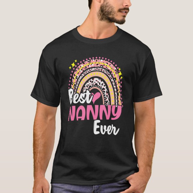 Bästa Nanny Allnuny Rosa Leopard Rainbow Mammor T Shirt (Framsida)