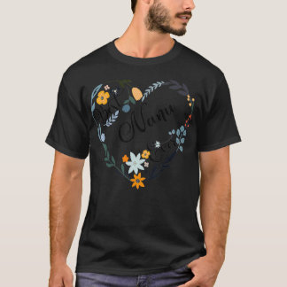 Bästa Nanu någonsin Hjärtat Flower Blomma Grandma  T Shirt