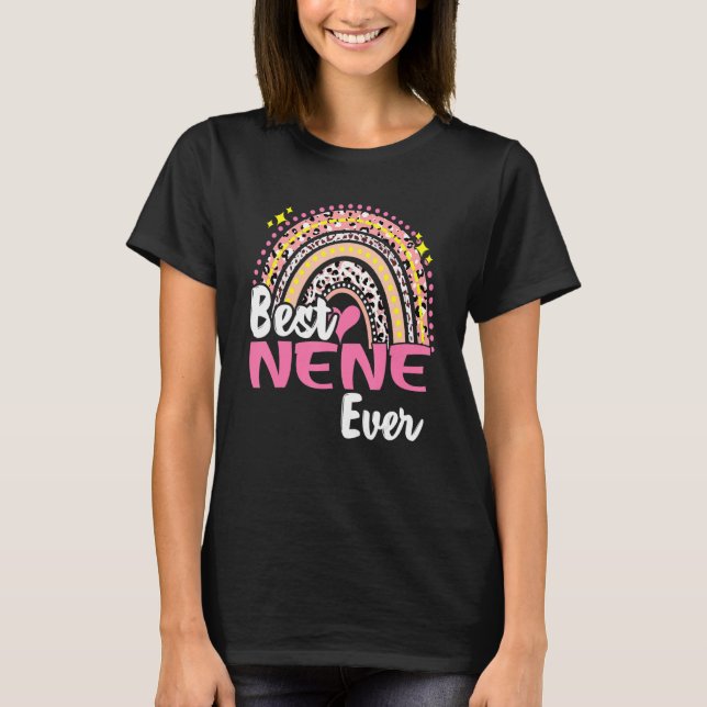 Bästa Nene nånsin funny Rosa Leopard Rainbow Mammo T Shirt (Framsida)
