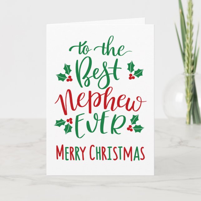 Bästa Nephew någonsin God jul-typografi Kort (Framsida)