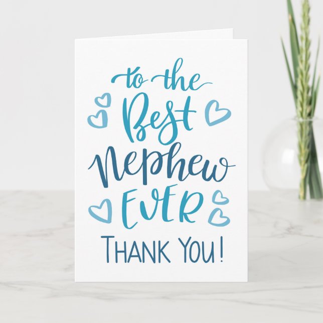 Bästa Nephew någonsin tack för din typografi i blå Kort (Framsida)