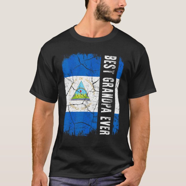 Bästa Nicaraguan Grandpa Aldrig Nicaragua Flagga F T Shirt (Framsida)